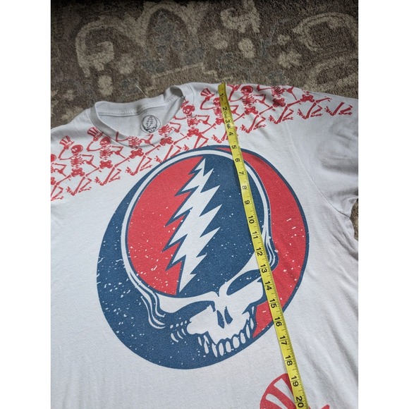 Grateful Dead XL T Shirt Skull Logo  White Red/White/Blue Classic Rock Band - Picture 2 of 7
